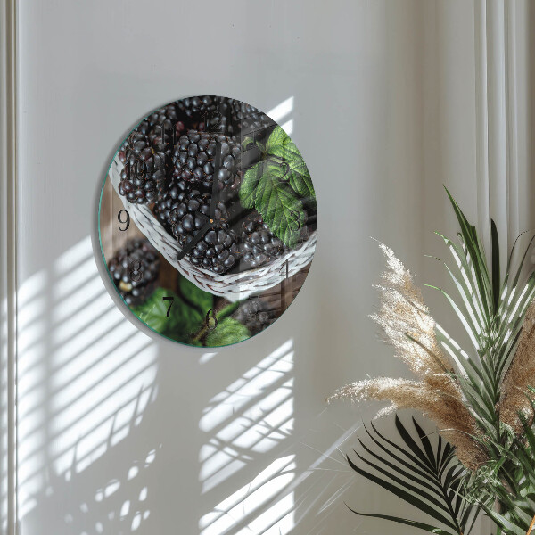 Wanduhr rund Brombeeren