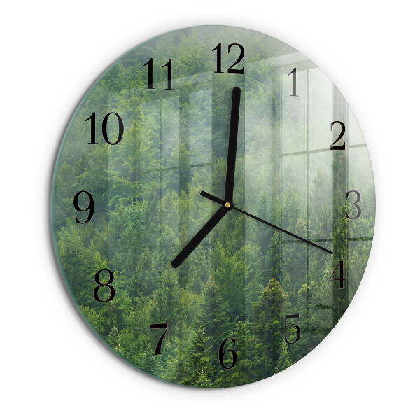 Wanduhr rund Nebliger Wald