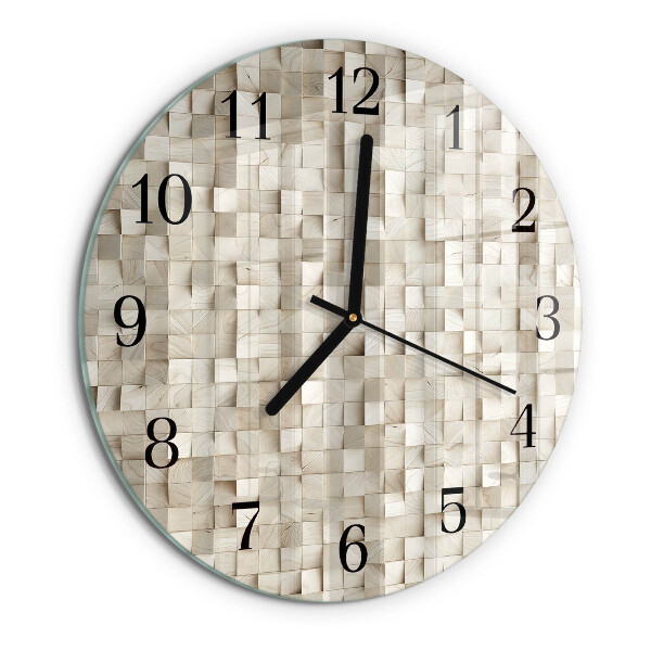 Wanduhr rund Holzmosaik
