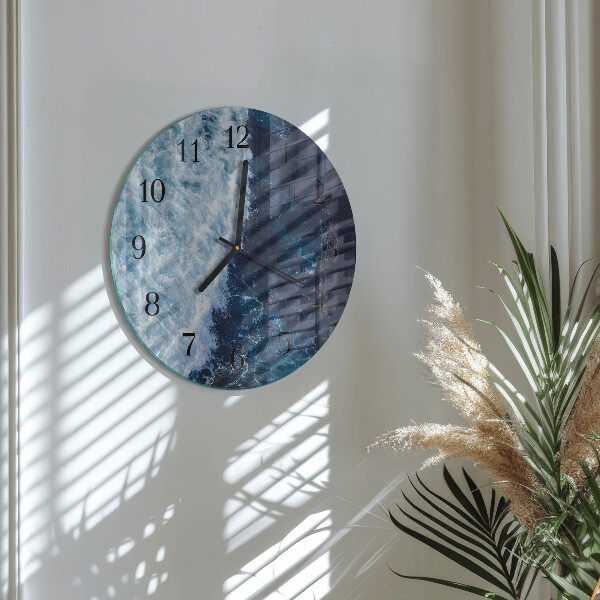 Wanduhr rund Meereswellen