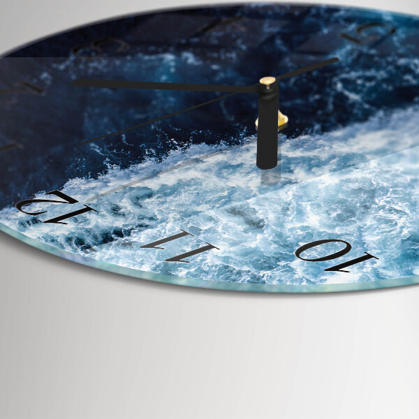 Wanduhr rund Meereswellen
