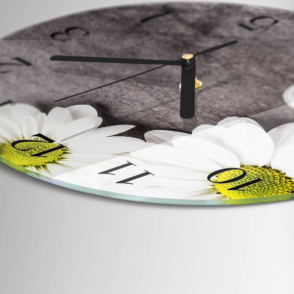 Wanduhr rund Blumen und Steine