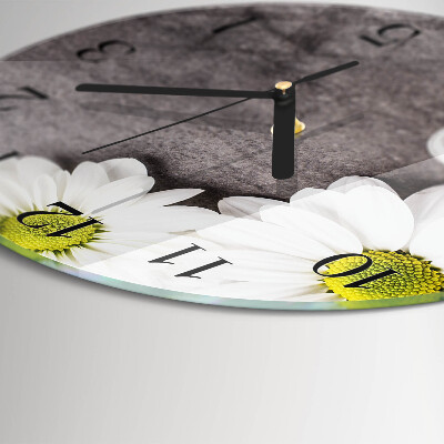 Wanduhr rund Blumen und Steine