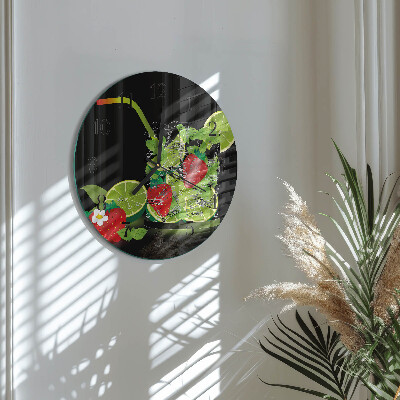 Wanduhr rund Erdbeere und Limette