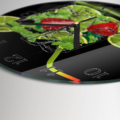 Wanduhr rund Erdbeere und Limette