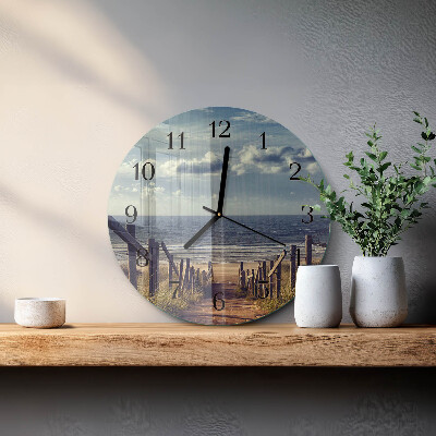 Wanduhr rund Strand Meer