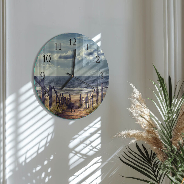 Wanduhr rund Strand Meer