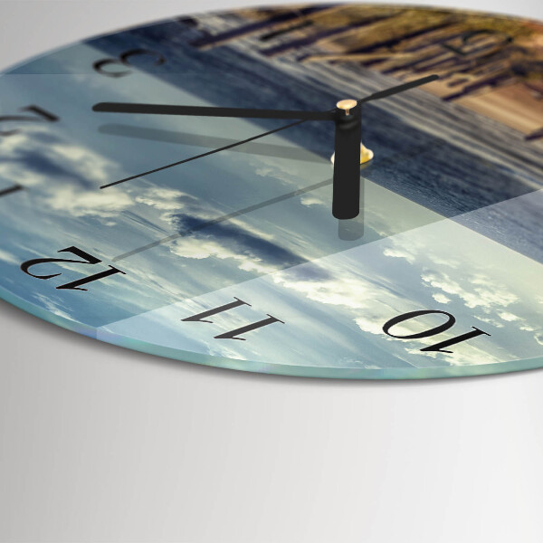 Wanduhr rund Strand Meer