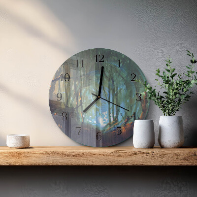 Wanduhr rund Mystischer Wald