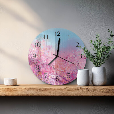 Wanduhr rund Blumenmuster