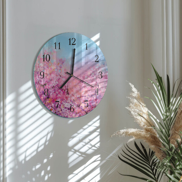 Wanduhr rund Blumenmuster