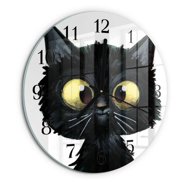 Wanduhr rund Schwarze Katze