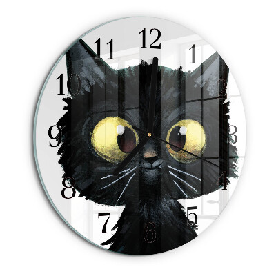 Wanduhr rund Schwarze Katze