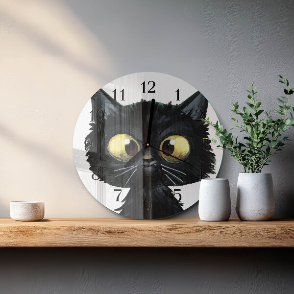 Wanduhr rund Schwarze Katze