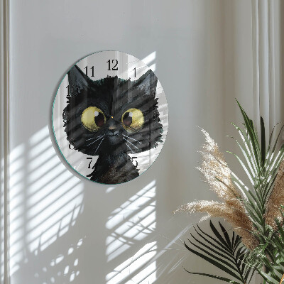 Wanduhr rund Schwarze Katze