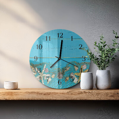 Wanduhr rund Meeresschätze