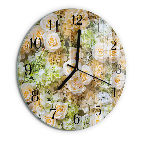 Wanduhr rund Elegante Blumen