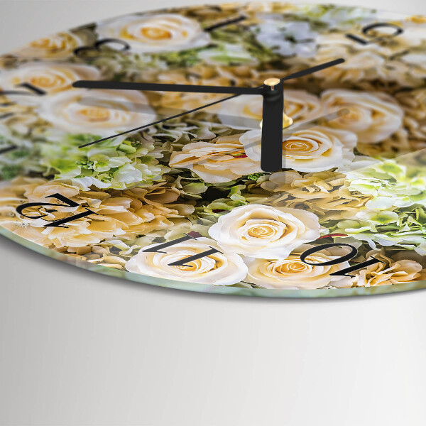 Wanduhr rund Elegante Blumen
