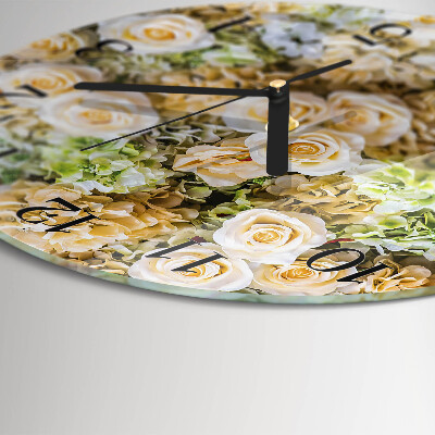 Wanduhr rund Elegante Blumen