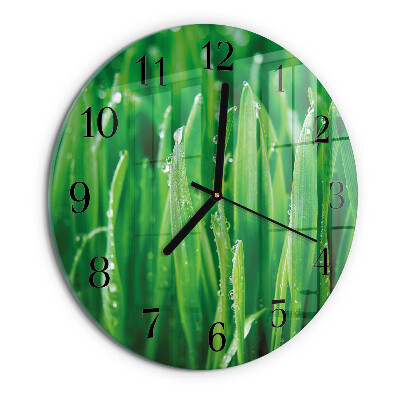 Wanduhr rund Grünes Gras
