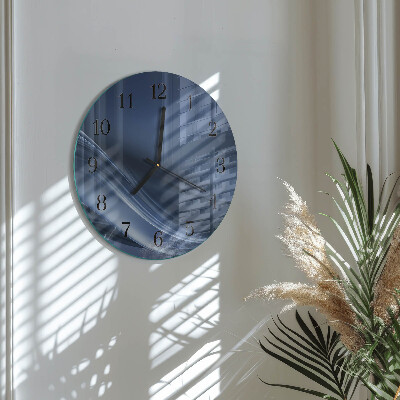 Wanduhr rund Blaue Wellen