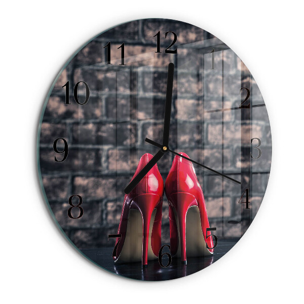 Wanduhr rund Rote High Heels