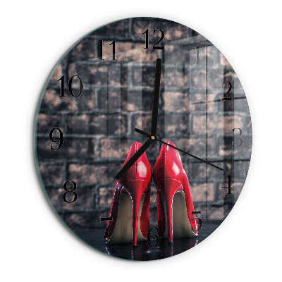Wanduhr rund Rote High Heels