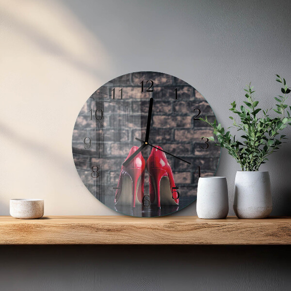 Wanduhr rund Rote High Heels