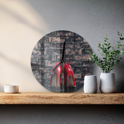 Wanduhr rund Rote High Heels