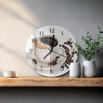 Wanduhr rund Tasse Kaffee