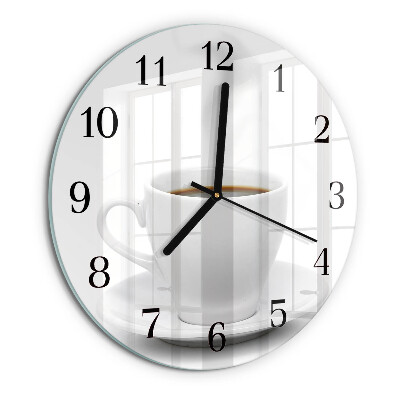 Wanduhr rund Tasse Kaffee