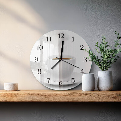 Wanduhr rund Tasse Kaffee