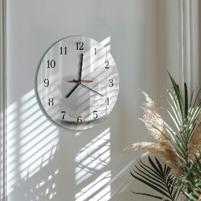 Wanduhr rund Tasse Kaffee