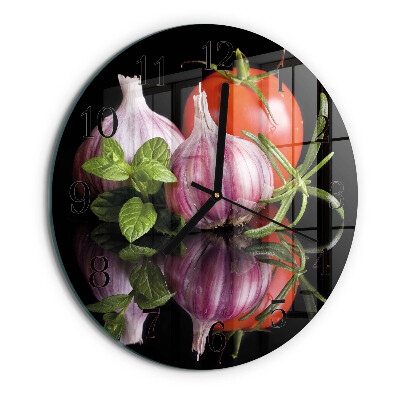 Wanduhr rund Tomaten-Knoblauch
