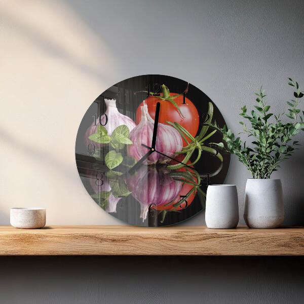 Wanduhr rund Tomaten-Knoblauch