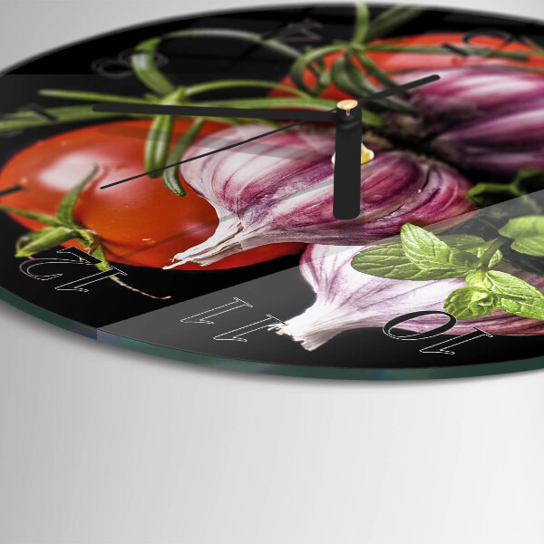Wanduhr rund Tomaten-Knoblauch