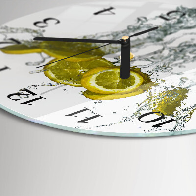 Wanduhr rund Wasser mit Zitrone