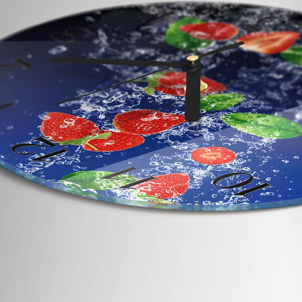 Wanduhr rund Erdbeeren