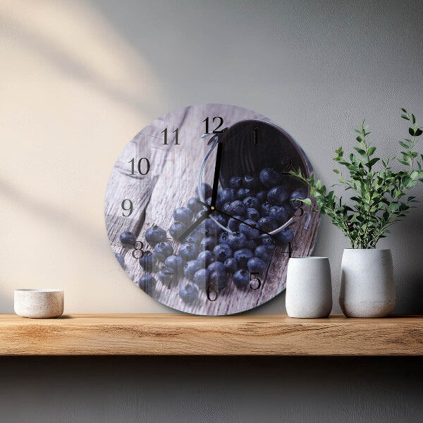 Wanduhr rund Blaubeeren
