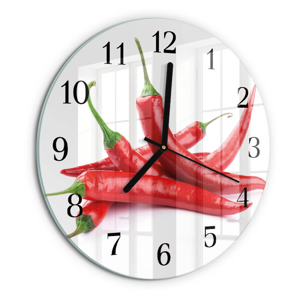 Wanduhr rund Chilischoten