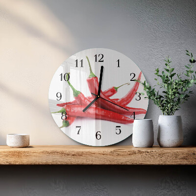 Wanduhr rund Chilischoten