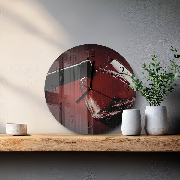 Wanduhr rund Weinglas