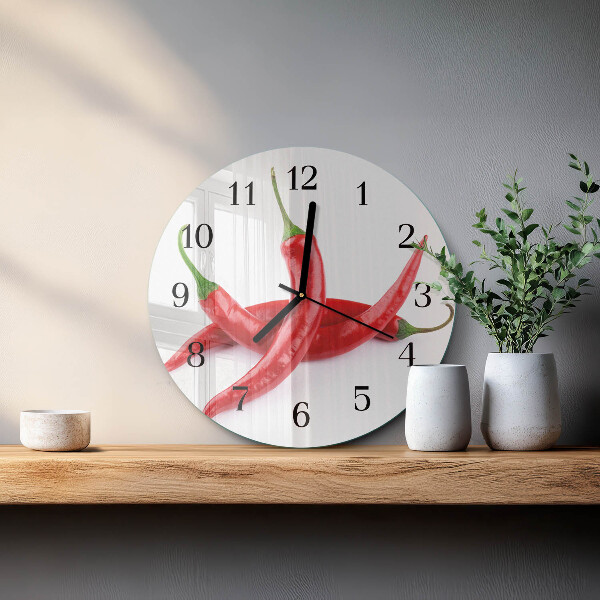 Wanduhr rund Chilischoten
