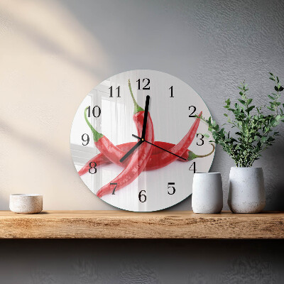 Wanduhr rund Chilischoten