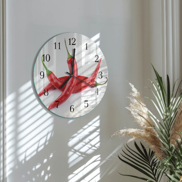 Wanduhr rund Chilischoten