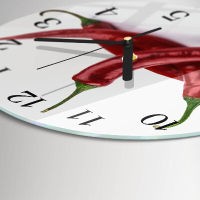 Wanduhr rund Chilischoten