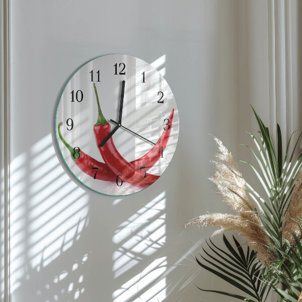 Wanduhr rund Chilischoten
