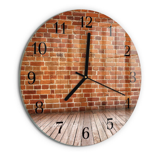 Wanduhr rund Ziegelmauer