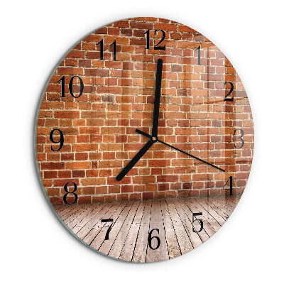 Wanduhr rund Ziegelmauer