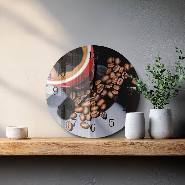 Wanduhr rund Tasse Kaffee